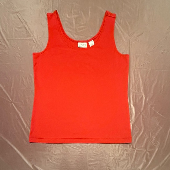 Chico's Red/Orange Scoop neck Stretch Sleeveless Tank Top Size 1/Medium - Picture 2 of 7